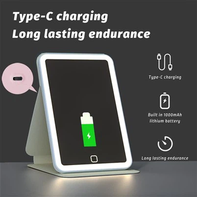 Sammenleggbart sminke speil med LED